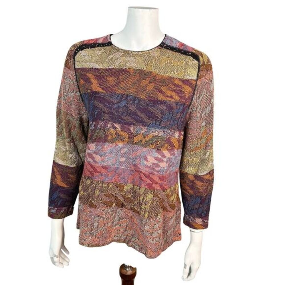 Anthropologie Aldomartins sweater Medium‎ colorful boho sustainable mixed media